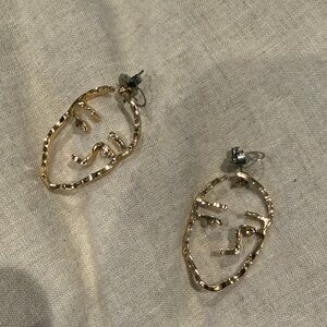 Gold Face Outline Earrings